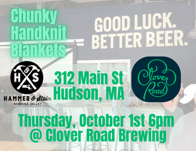 10/1/26 - Thursday 6pm - Cozy Handknit Blanket Workshop @ Clover Road Brewing